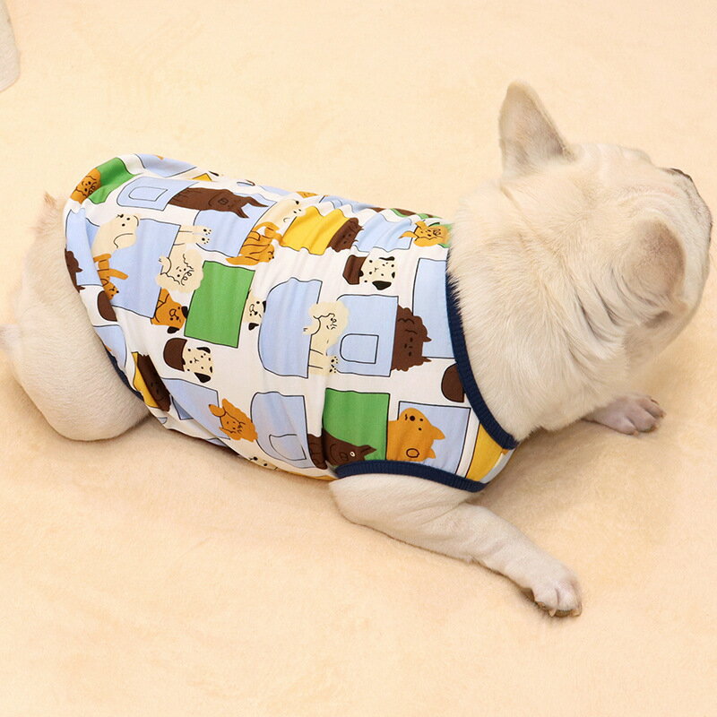 薄手タンクトップ　ペット服　犬服　ドッグウェア　S-XXLサイズ　ワンちゃん柄　送料無料