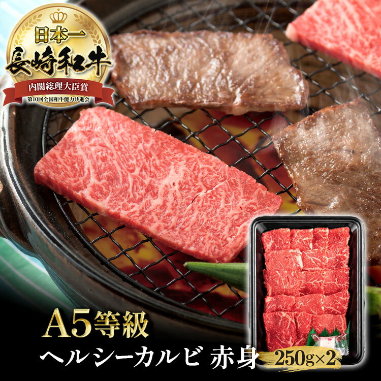 楽天長崎和牛通販　田中精肉店＼MAX30％OFFクーポン対象！20日まで！／長崎和牛 ヘルシー カルビ 赤身 焼肉用 250g×2 黒毛和牛 和牛 A5 モモ ウデ 焼肉 焼き肉 国産 お取り寄せ 長崎県産 赤身肉 ギフト 肉 贈り物 牛肉