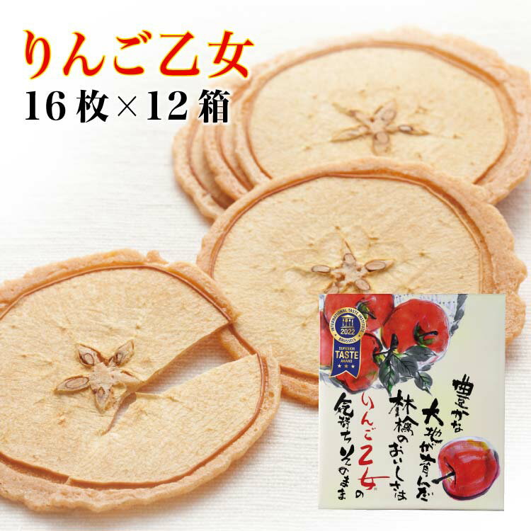 送料無料 りんご乙女 16枚入×12箱 りんご お菓子 クッキー りんごせんべい RingoOtome 長野 信州 お土産
