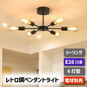 シーリングライト おしゃれ 【選べる特典付】 ペンダントライト 北欧 6灯 E26口金 LED 対応 天井照明 スポットライト led レトロ ダイニング 照明...