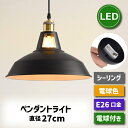 ペンダントライト 引掛シーリング E26口金 【選べる特典付】 シーリングライト おしゃれ 北欧風 直径27cm LED電球付き 60W形相当 電球色 エジソン...