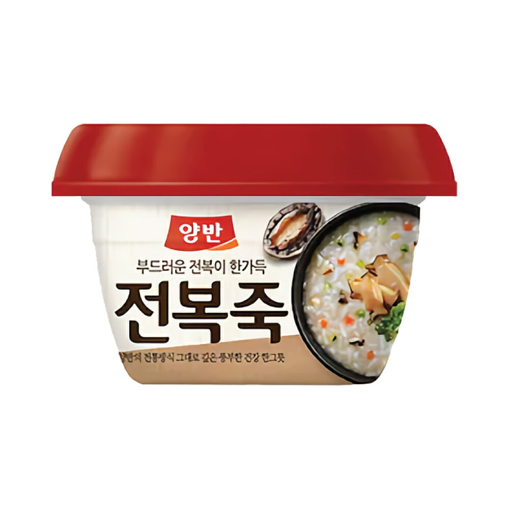 商品説明 レンジでチンできるタイプで、韓国伝統のお粥を気軽に食べられます。 カロリーが低いのに満腹感が高くダイエットにもおすすめ。 韓国でのお粥部門売上No.1の商品ブランドです。 韓国人はもちろん、韓国を訪れる観光客からも人気が高い伝統粥です。 あわびの贅沢な旨みをお楽しみください。付属のごま油と青のりを入れると、風味が一層豊かになります 内容量 : 288g(1個当たり) 原材料名 :【粥】もち米(韓国産)、あわび、野菜(にんじん、しいたけ)、貝・野菜エキス、甘味料(ソルビトール)、調味料(アミノ酸等) アレルギー物質 : あわび、（ごま） 賞味期限 : 別途表記 保存方法 : [常温]直射日光、高温多湿を避けて、涼しい場所で保存してください。 実際の商品の外装デザインは画像と異なる場合があります。【注目キーワード】 韓国食品お粥チョウショク朝食