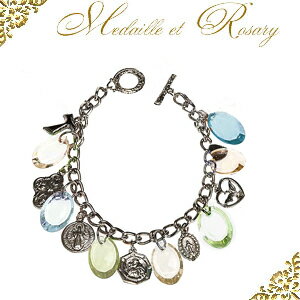 涼しげドロップ&シルバーメダイのチェーンブレスレット★あす楽対応