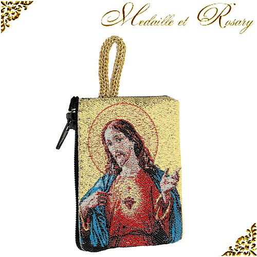 イエスの御心♪ ミニポーチ♪ ロザリオケース♪ ゴールド小物入れ★あす楽対応