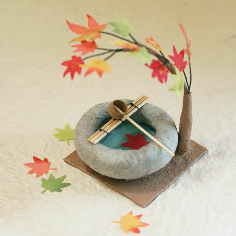 小さな和紙のお飾り 秋の風景 紅葉 