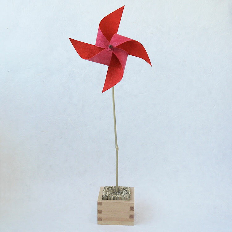 和のディスプレイ 風車 赤 × 赤（長さ45cm）かざぐるま 飾り 玩具 おもちゃ イベント 装飾 竹 和風 日本製 国産 和モダン 手作り フォト ギフト 劇 小道具