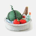 夏 玄関 飾り 置物 置き物 ミニチュア タライ 夏野菜 ラムネ レトロ 瓶ビール スイカ トマト かわいい 店舗 会社 装飾|和紙の小さなお飾り めでたや遊び...