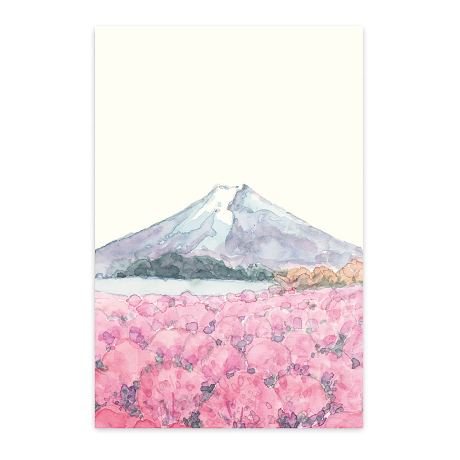 絵葉書 ポストカード 富士山 コキア ホウキギ 箒木 紅葉 手紙 河口湖|季節の絵はがき［秋］富士とコキア 縦