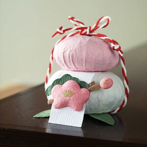 和紙のお飾り 迎春 鏡餅 お供え餅 置物 お正月飾り 和紙 紅白もち