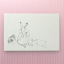 年賀状 鳥獣戯画風 卯 兎 戌 子犬 イヌ 和紙 絵葉書 ウサギ ご挨拶 絵はがき ポストカード 額縁 お正月|干支年賀はがき うさぎとこいぬ 2枚入