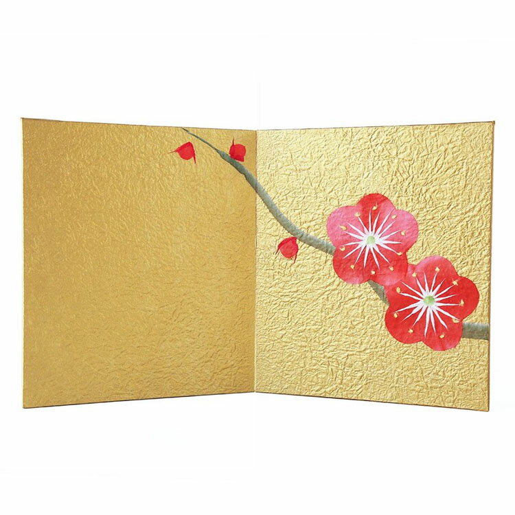 屏風 和紙 ミニ 金屏風 ディスプレイ 正月飾り 人形 お正月飾り 玄関飾り リビング 和装 装飾 ウェルカム 小道具 撮影 背景|ちぎり絵 屏風 紅梅