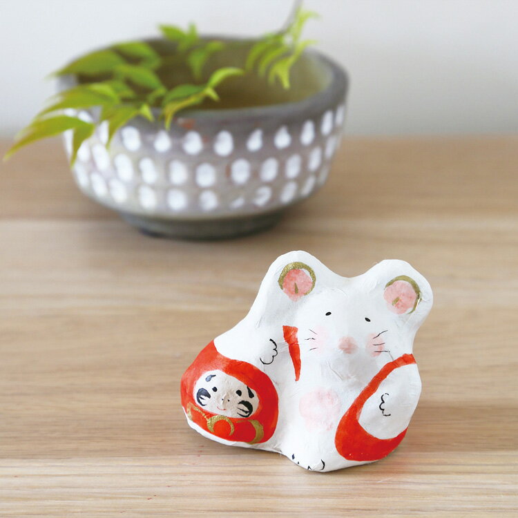 和紙の干支飾り 子年 置物 張り子 縁起物 張り子 ねずみとだるま