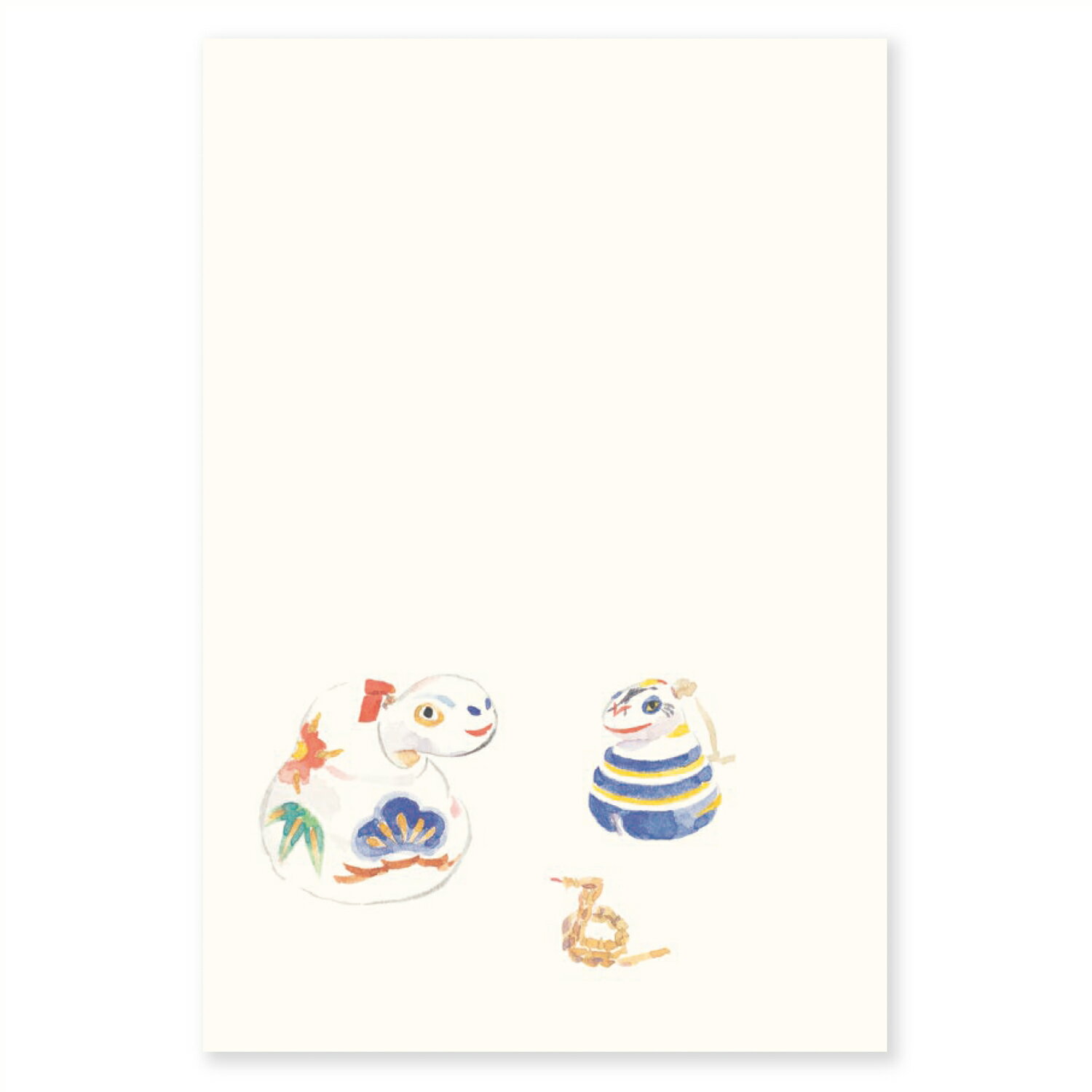 年賀 はがき 年賀状 令和7年 巳年 干支 十二支 白へび 白蛇 和紙 ハガキ 葉書 手書き 郷土玩具 和風 絵..