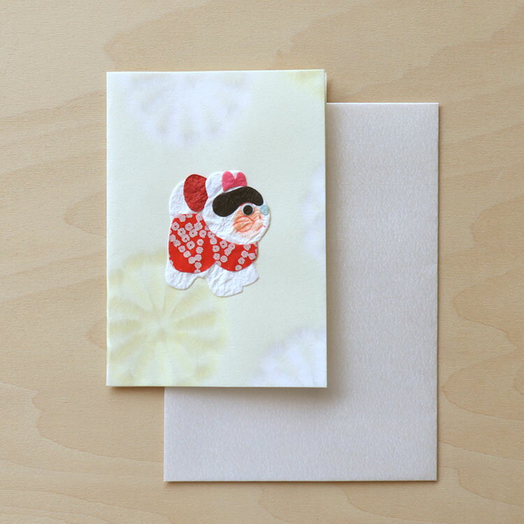 出産祝い 七五三 初節句祝い メッセージカード 帯祝 安産祈願|和紙クラフトカード【小】犬張り子