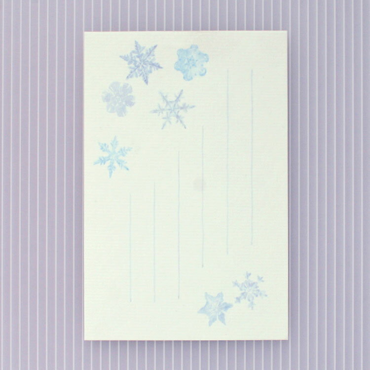和紙の絵葉書 四季 ポストカード 手書き 雪華 季節の絵はがき［冬］ 雪の結晶