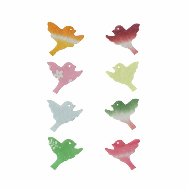 和紙 切り絵 パーツ 手作り 手芸 素材 小鳥 和紙パーツ ことり 8色 各3枚入