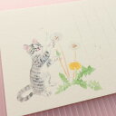 和紙 はがき ハガキ 葉書 絵葉書 メッセージカード 猫グッズ タンポポ ねこ 猫 サバトラ 綿毛 イラスト ポストカード お便り 手紙 挨拶 お礼 お知らせ かわいい季節の絵はがき［春］猫とたんぽぽ 3