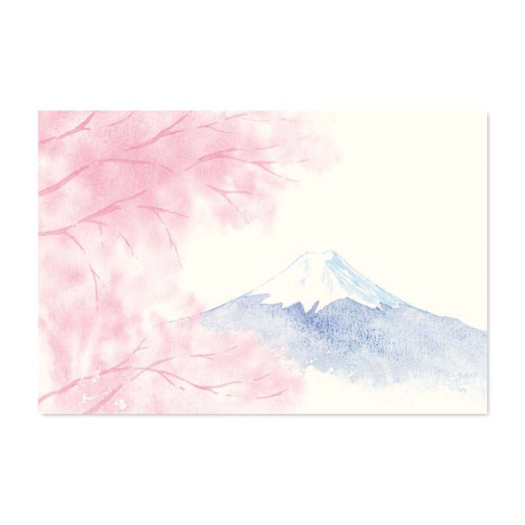 絵葉書 和紙 富士山 桜 さくら 満開 お花見 はがき ポストカード ハガキ 手紙 日本製 挨拶状 お礼状 転居 引っ越し 移転 ご案内 メッセージカード サク...
