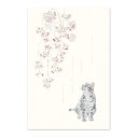 絵葉書 和紙 さくら 桜 枝垂れ桜 ねこ ネコ お花見 はがき お便り ポストカード ハガキ 手紙 日本製 メッセージカード サクラ 転居 引っ越し ご挨拶 受験 合格 入学季節の絵はがき［春］猫としだれ桜 その1