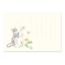 和紙 はがき ハガキ 葉書 絵葉書 メッセージカード 猫グッズ タンポポ ねこ 猫 サバトラ 綿毛 イラスト ポストカード お便り 手紙 挨拶 お礼 お知らせ かわいい季節の絵はがき［春］猫とたんぽぽ 1