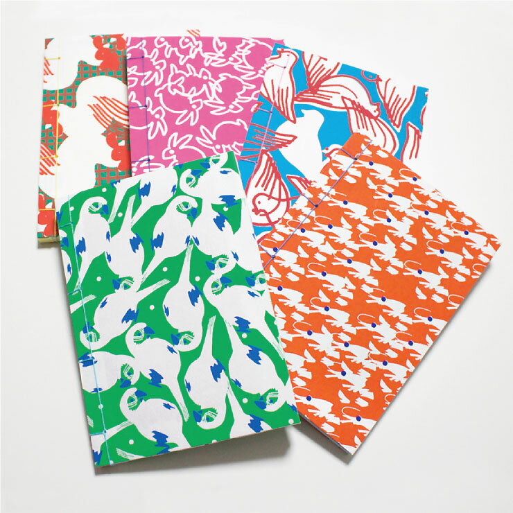 ノート 和紙 和柄 旅ノート 思い出 御朱印帳 メニュー帳 かわいい カフェ ハト うさぎ 海老 オウム ニワトリ 集印帳 POP|medetaya happy...