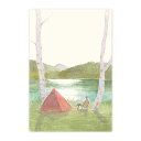 絵葉書 四尾連湖 キャンプ ポストカード 湖畔 テント 夏和紙 山梨 ソロキャンプ イラスト 仲間 友人 挨拶 お礼 キャンプ場 旅行 思い出|季節の絵はがき[...