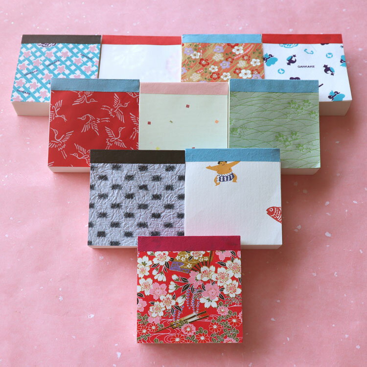 ブロックメモ 小さめ ミニサイズ 白無地 和柄 和文具memo かわいい 海外 土産 記念品 ステーショナリー和紙 メモパッド(中)約200枚綴り【約9×9cm...