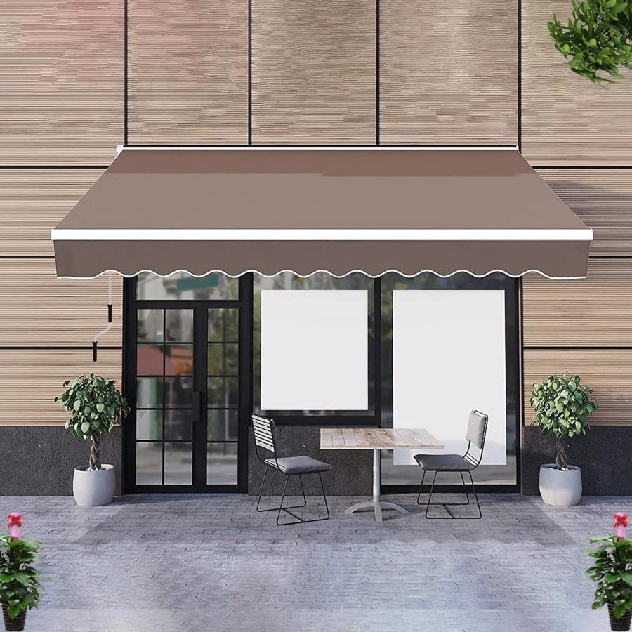 防水およびUV 伸縮式 オーニングテント 、 壁際 2/3/4/5M アウトドアオーニング、アルミ合金 庭の日よけ格納式キャノピーオーニン