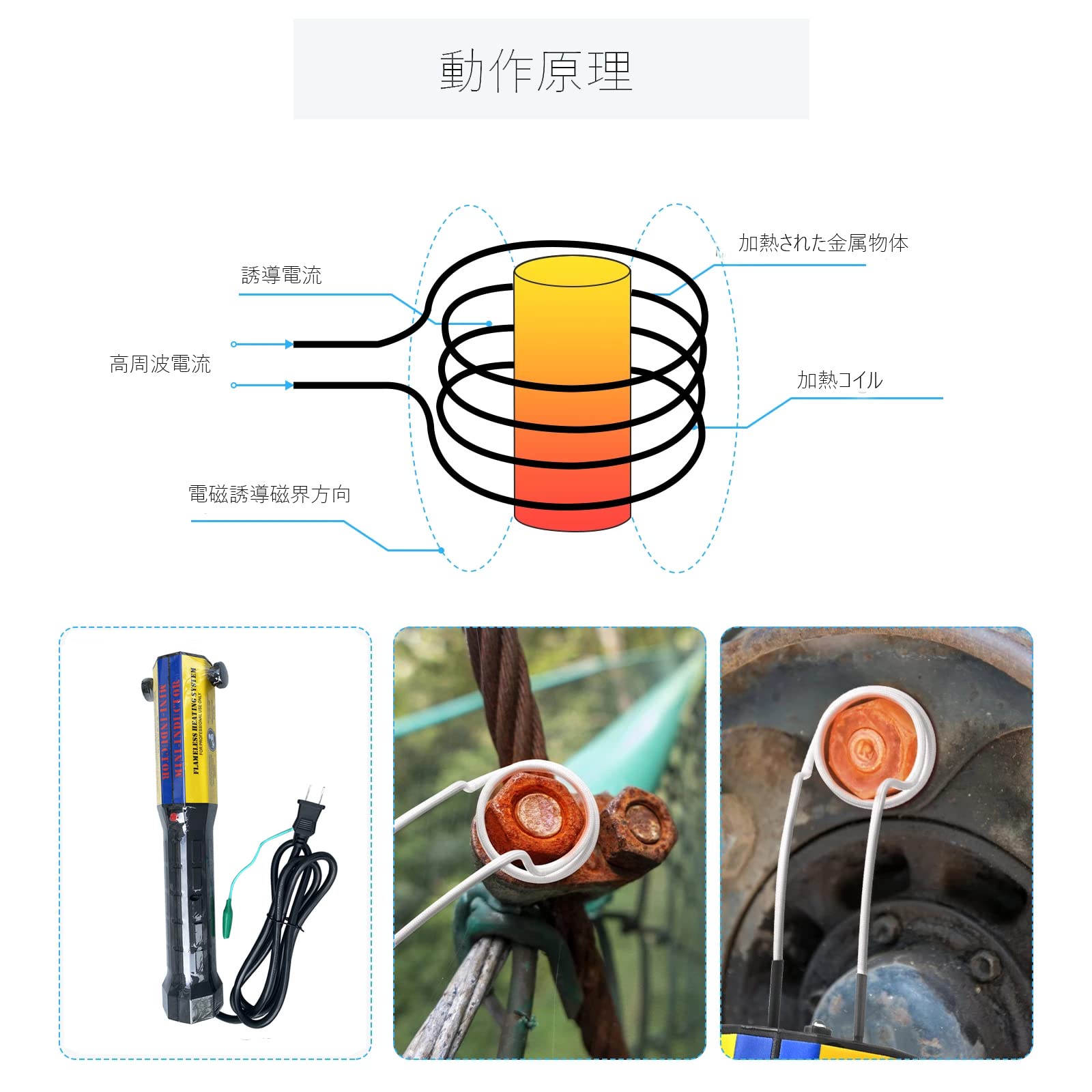 電磁加熱ミニインダクター ミニ誘導加熱器 ポータブル高周波誘導ヒーター ベアリン...