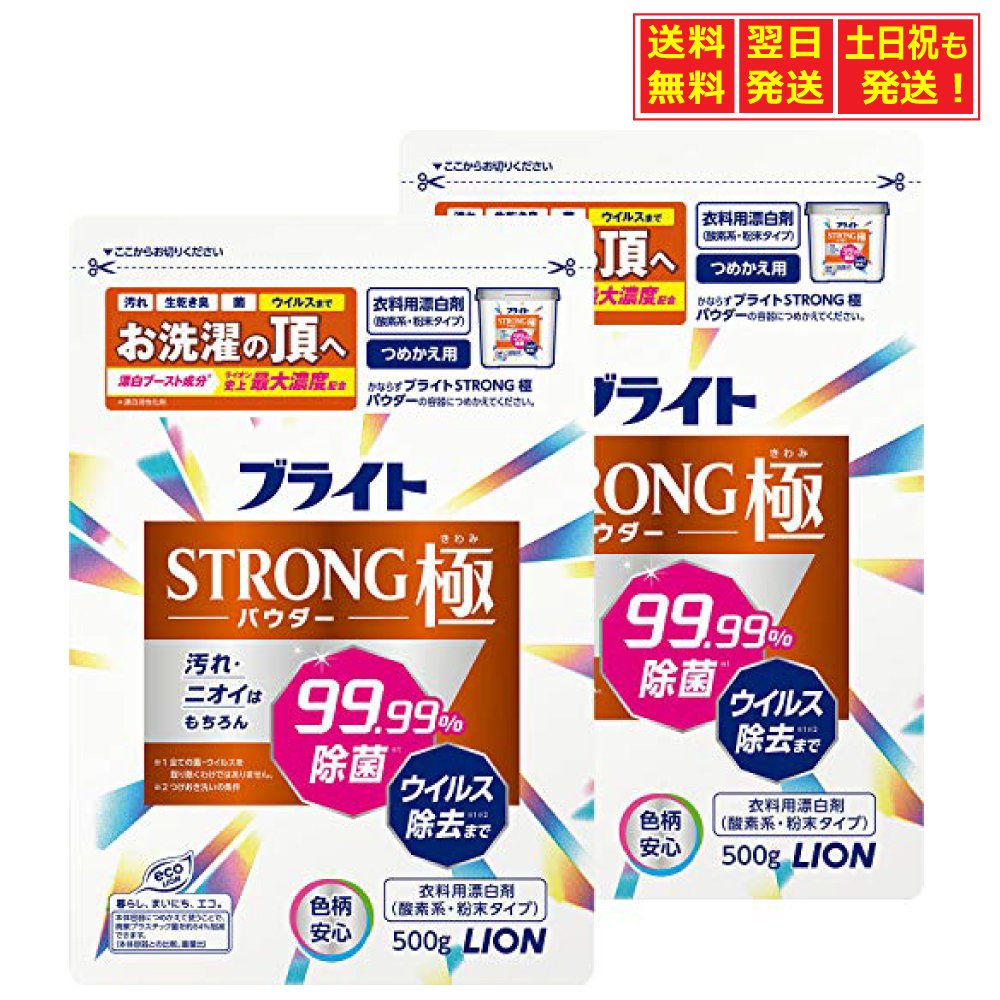 【まとめ買い 大容量】ブライトSTRONG極 パウダー 酸素系・粉末タイプ 衣類用漂白剤 詰め替え500g×2個セット