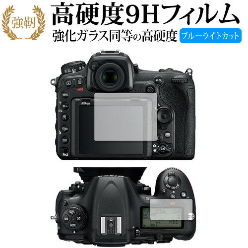 Nikon D500 [メイン用 サブ用] 保護 フィルム 高硬度9H ブルーライトカット クリア光沢タイプ 改訂版 互換品 有償交換保証付き