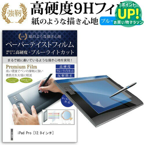 iPad Pro [12.9インチ] 機種で使える ペーパーテイスト 上質ペーパー。 ライクテイスト 強化 ガラスフィルム と 同等の 高硬度9H ブルーライトカット 反射防止 ペンタブレット用フィルム メール便送料無料 互換品