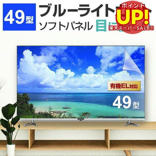 【スーパーSALE ポイントUP】 液晶テレビ保護パネル 49型 ブルーライトカット テレビ保護パネル 49インチ bravia ブラビア viera ビエラ regza レグザ 保護 フィルム 画面 モニター 破損 防止 UV 保護 テレビガード 薄型 カバー 互換品