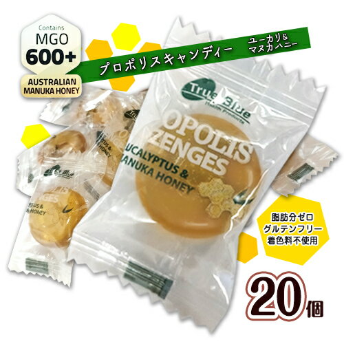 プロポリス　キャンディー/のど飴　ユーカリ＆マヌカハニー　MGO600+　20個　ポイント消化　送料無料　お試し　バラ売り　飴　PROPOLIS LOZENGES