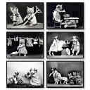 A4ポスター 動物モノクロ 6点セット マットコート紙 モノトーン インテリア 動物 写真 アートポスター 壁飾り ビンテージ 猫・犬 海外ポスター