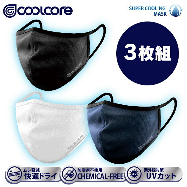 クールコア 冷感メカニズムマスク＜3色3枚組＞（14x17x7cm）coolcore COOLING MASK クールコアマスク スポーツマスク 洗える