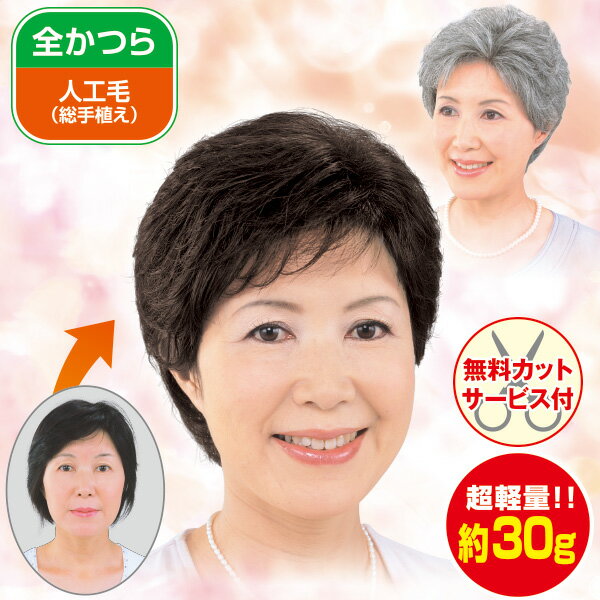 超軽量！小顔ヘアウィッグ＜栗色 自然色 白毛10％入 白毛30％入 白毛50％入＞