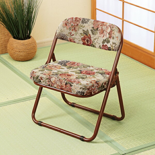 折りたためる座敷椅子＜花柄 ブラウン｜1脚 同色2脚組 同色4脚組＞