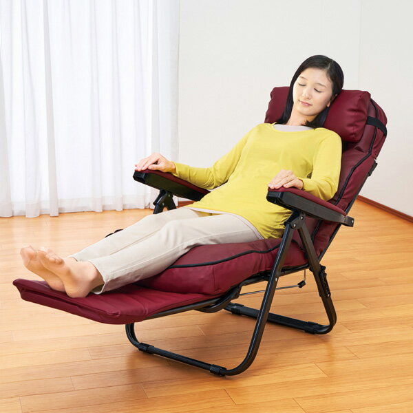 本革ふかふかリクライニングチェア＜ワイン ブラック ダークグリーン＞