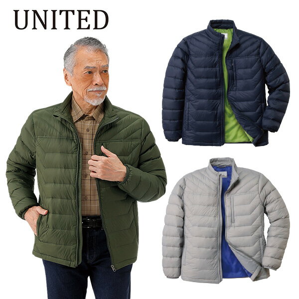 ユナイテッド 撥水軽量ダウンジャケット＜シルバーグレー ネイビー モスグリーン｜M L LL 3L＞