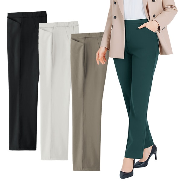 美起毛パウダータッチストレートパンツ＜ディープグリーン トープ アイボ...(4.0)