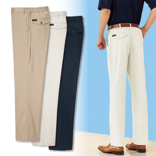 樂天商城 - こだわり楽々チノパンツ3色組＜股下68cm 股下73cm｜M L LL 3L＞