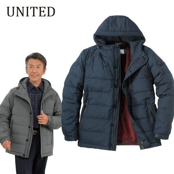 ユナイテッド 配色デザインダウンジャケット＜グレー ネイビー｜M L LL 3L＞
