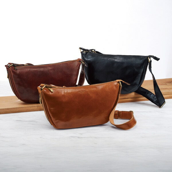 オスティナート イタリア製職人謹製牛革ショルダー＜ダークブラウン ブラック キャメル＞