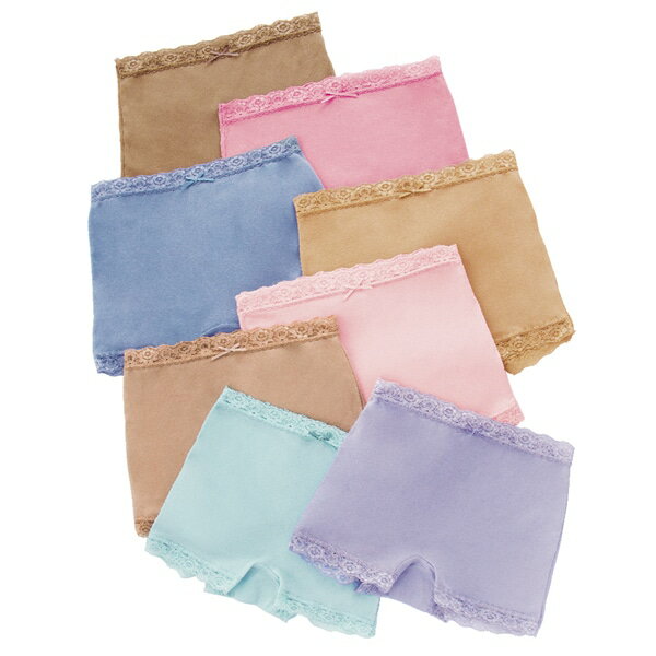 綿素材レース付1分丈ショーツ8色組＜M L LL＞