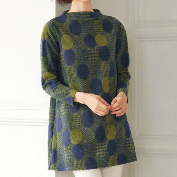 サークル柄起毛チュニック＜M L LL＞