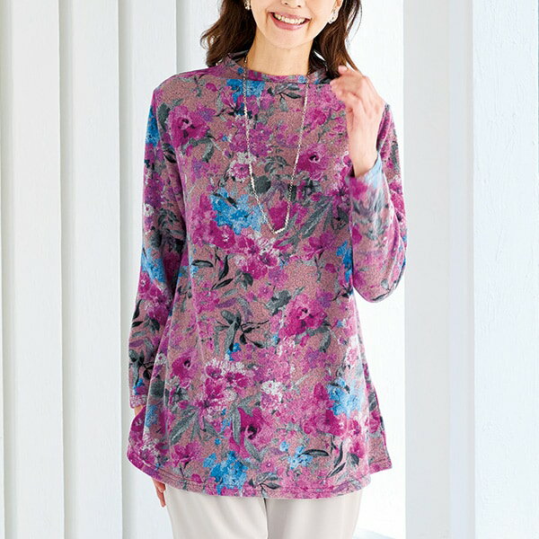 華やかプリント起毛チュニック＜M～L LL＞