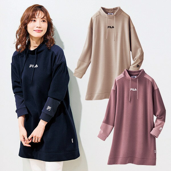 フィラ 異素材使いハイネックチュニック＜ネイビー ピンク アイボリー｜M L LL＞