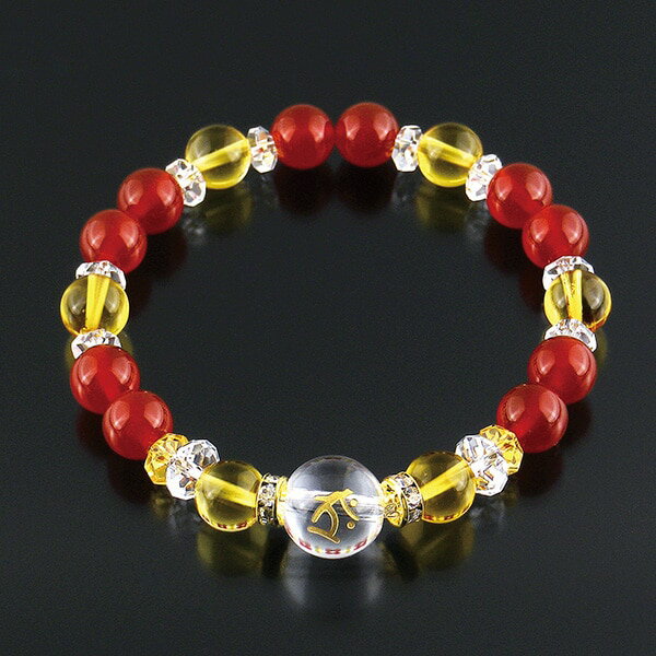 赤メノウ梵字水晶ブレス＜子 丑・寅 卯 辰・巳 午 未・申 酉 戌・亥＞