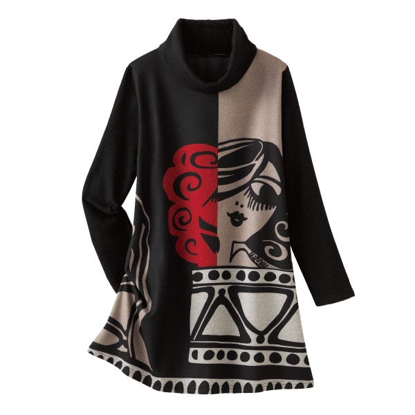 お洒落なパネルプリントチュニック＜M～L LL＞